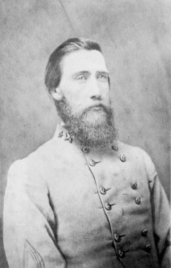 This is a black and white photograph of Lieutenant General John Bell Hood. 